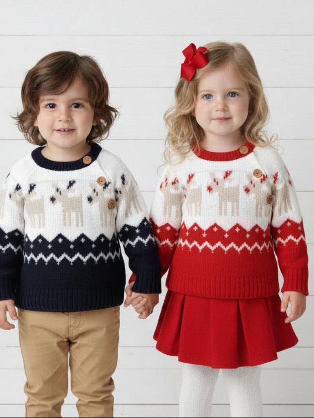 Red Unisex Reindeer Knit Sweater, kids, top, winter